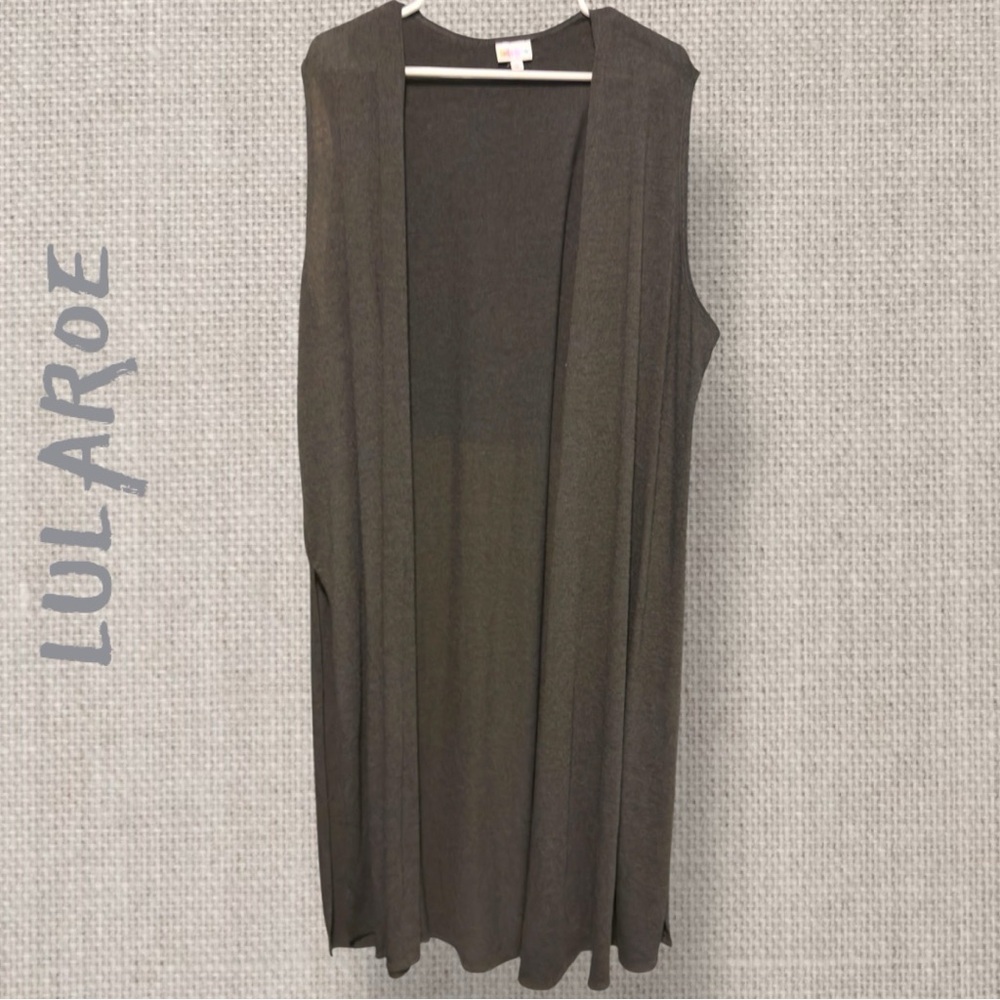 🌺LULAROE CHARCOAL SLEEVELESS SIDE SPLITS LONG CARDIGAN